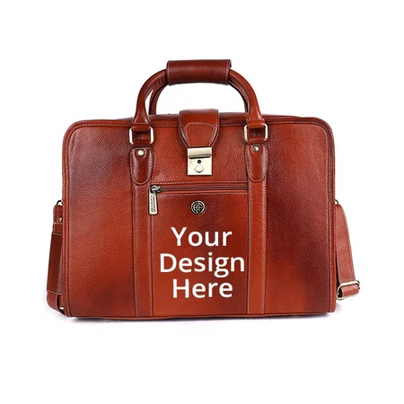 Tan Customized 15.6 inch Premium Laptop Messenger Bag