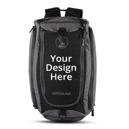 Grey Customized Sport Duffle Gym Backpack with Separate Shoes Compartment 27 Litres