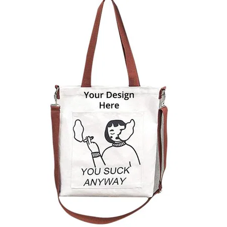 White Customized Graphic Tote Bag