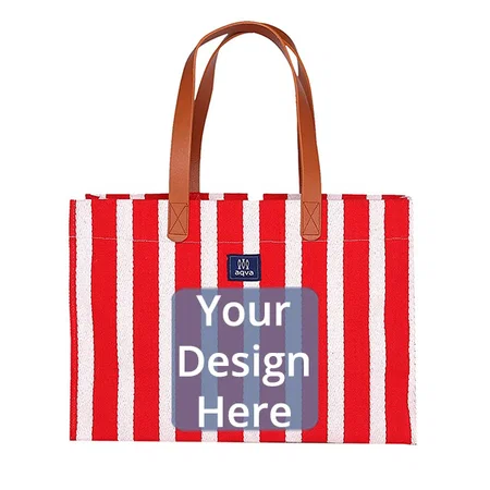Red Stripes Customized Cotton Tote Bag