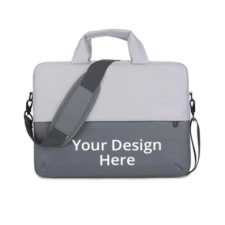 Grey Customized 15.6 inch Laptop Computer Briefcase, Water Resistant, Business Bag with Waterproof Zipper