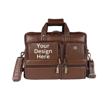 Brown Customized Pure Leather Laptop Bag