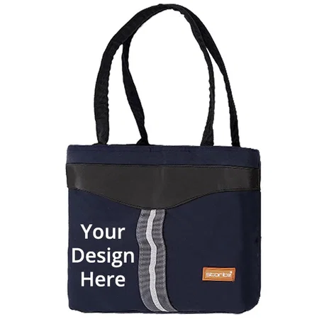 Deep Blue Customized Nylon Shoulder/Tote Bag With Top Zip