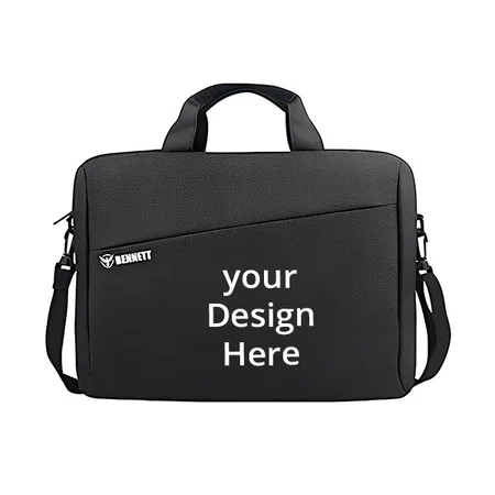 Charcoal Black Customized 15.6 inch (39cm) Laptop Shoulder Messenger Sling Office Bag, Water Repellent Fabric