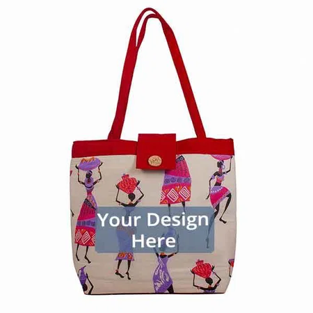 Red Customized Eco-Friendly Jute Multipurpose Hand Bag with Zip