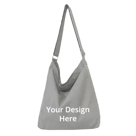 Grey Customized Large Size Canvas Shoulder Crossbody Bag