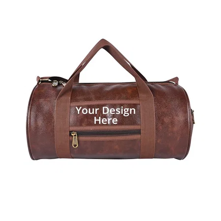Choco Brown Customized Pure Luxury Stylish Vegan Leather Sports Travel Gym Duffle Bag