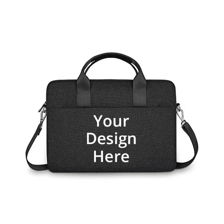 Black Customized Messenger Laptop Bag, Waterproof Large Capacity Laptop Sleeve Handbag (14")