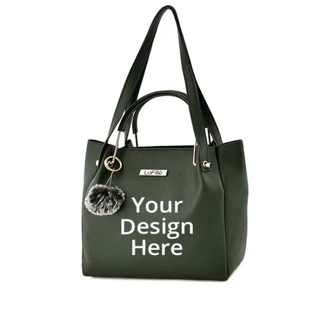 Green Customized Ladies Trendy Handbag
