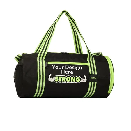Black Green Customized Hustle Gym Duffle Sports Bag with Shoe Compartment