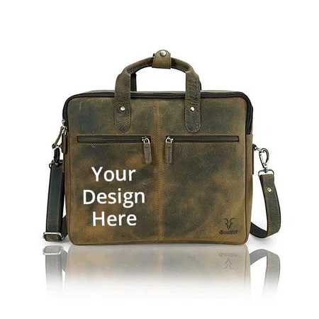 Brown Customized Leather 16" Laptop Messenger Bag/Office Bag