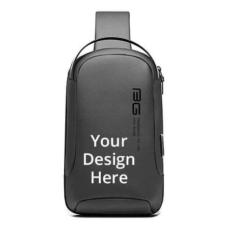 Dark Grey Customized Unisex Travel Crossbody Sling Bag with USB Charging (Dimensions: 19 cm x 9 cm x 32 cm)