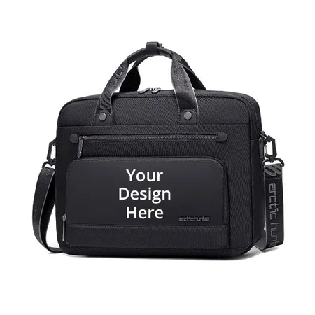 Black Customized Arctic Hunter Laptop Bag, Sling Bag with Handle, Water Resistant Briefcase, 15.6 inch