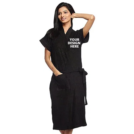 Black Customized Cotton Bathrobe
