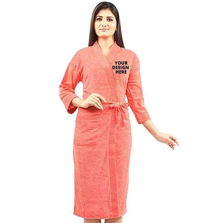 Orange Customized Cotton Full Bathrobe