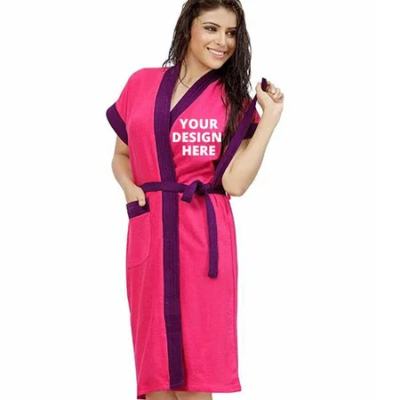 Pink Purple Customized Double Shaded Cotton Bathrobe