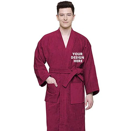Brick Red Customized 100% Cotton Unisex Bathrobe | Super Soft & Absorbent