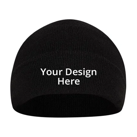 Black Customized Woolen Winter Skull Cap