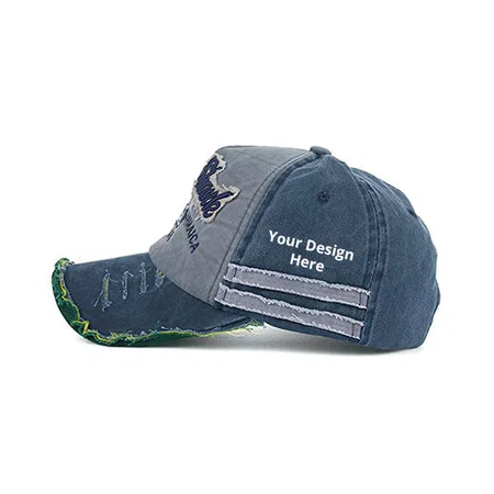 Blue Customized Denim Vintage Unisex Baseball Cap