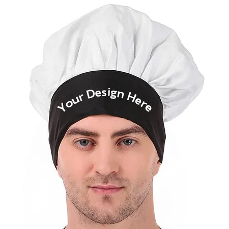 White Black Customized Adjustable Unisex Hotel Cafe Chef Cap Hat for Kitchen