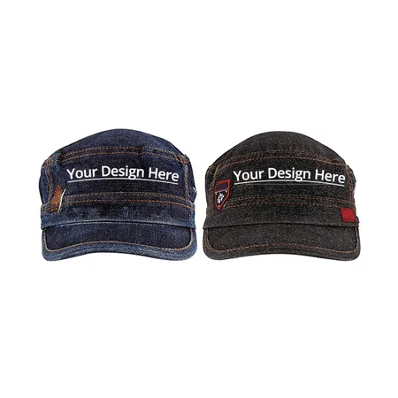 Blue and Black Zacharias Customized Denim Cap