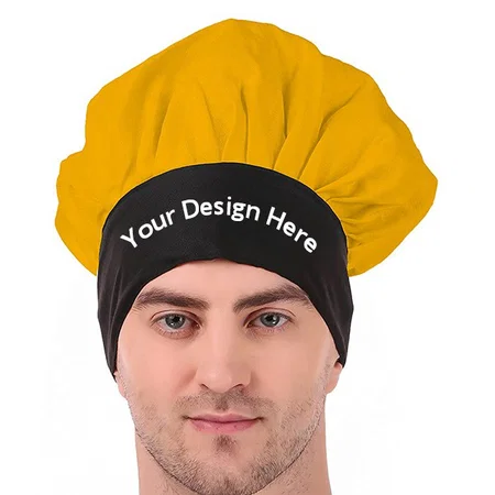 Yellow Black Customized Adjustable Unisex Chef Cap