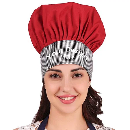Red Black Customized Adjustable Unisex Chef Cap Hat