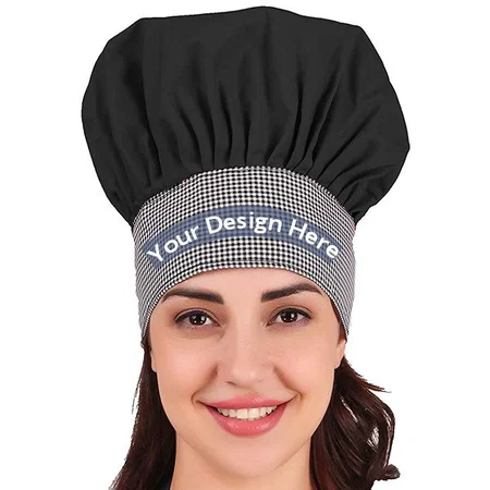 Black Customized Adjustable Unisex Chef Cap Hat