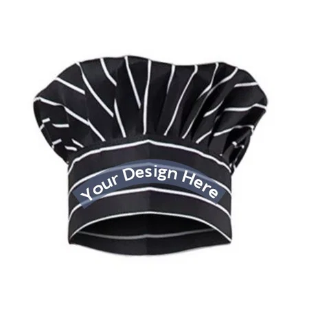Black Chalk Stripe Customized Adjustable Unisex Chef Cap Hat