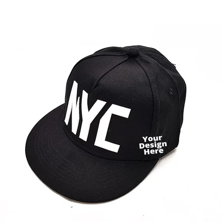 Black Customized Baseball Sporting Hat with Adjustable Back Closure