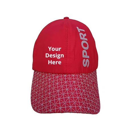 Check Red Customized Baseball Sports Cap Cool Sporting Hat With Adjustable Back Closure
