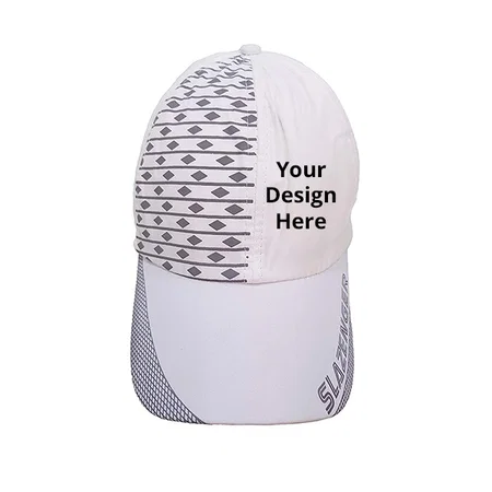 White Customized Baseball Sports Cap With Adjustable Back Closure