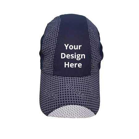 Dot Blue Customized Baseball Sports Cap Sporting Hat With Adjustable Velcro