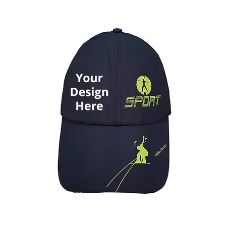 Black Customized Baseball Sports Cap With Adjustable Back Closure