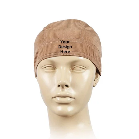 Beige Customized Unisex Sweat Wicking Cooling Helmet Liner Bandana Cap