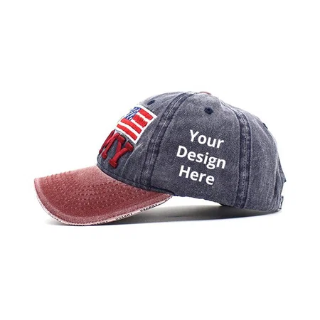 Denim Blue Customized Unisex US Army Embroidered Adjustable Baseball Cap