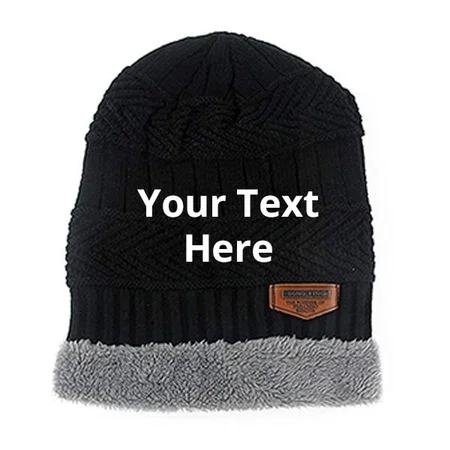 Black Customized Women's Woolen Cap