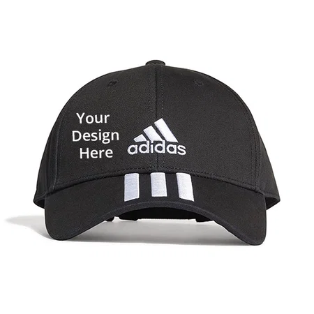 Black Customized Unisex Polyester Blend Adidas Cap (Free Size)