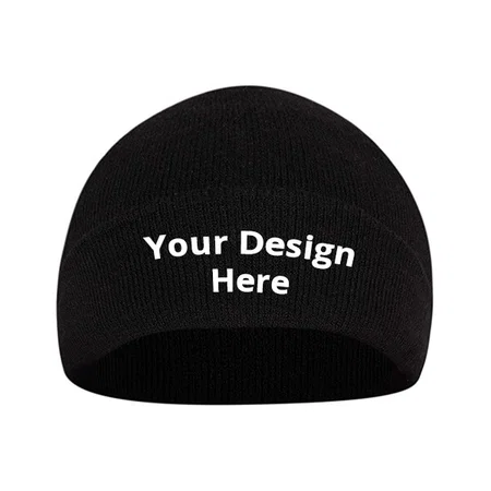 Black Customized Warm Winter Beanie Cap