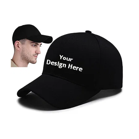 Black Customized Unisex Solid Baseball Cap