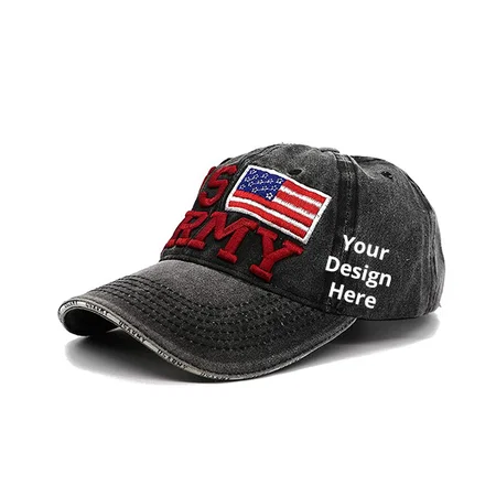 Smoky Black Customized US Army Embroidered Adjustable Baseball Cap