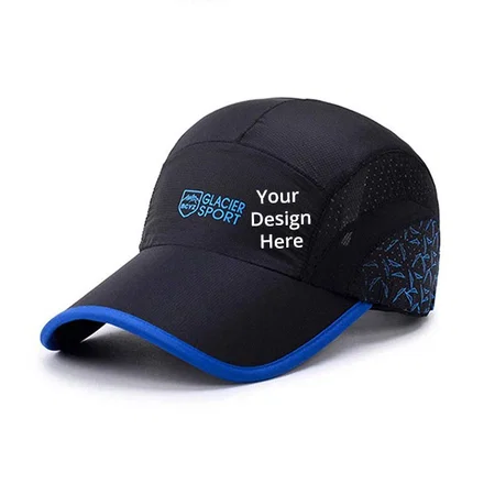 Black Customized Summer Breathable Mesh Baseball Cap Quick Drying Hat for Men, UV Protection Outdoor Cap