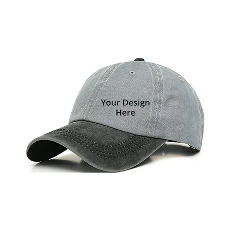 Grey Black Customized Unisex Women's Adult Baseball Cap