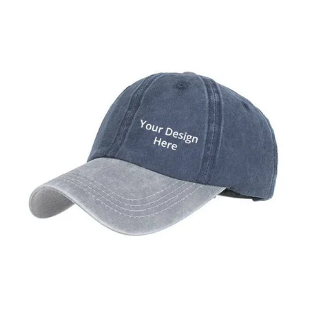 Navy Grey Customized Unisex Baseball Cap