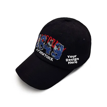 Black Customized Solid Baseball Casual Sports Adjustable Cap