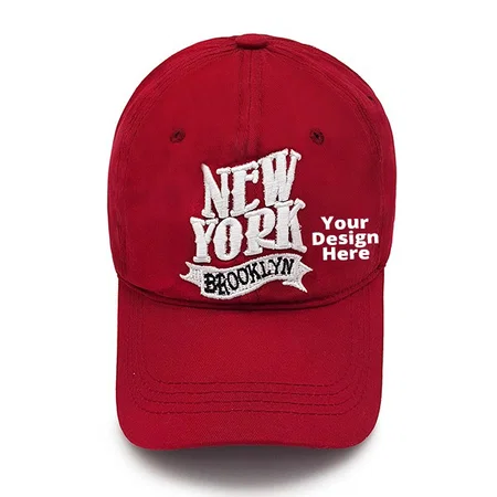 Red Customized Solid Baseball Casual Sports Adjustable Cap