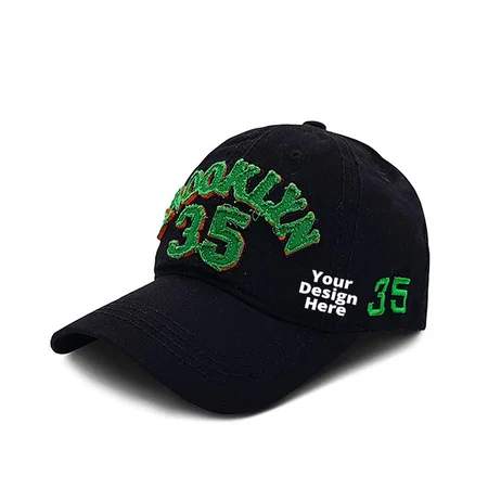 Black Customized Solid Baseball Casual Sports Adjustable Cap