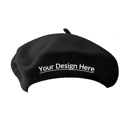Black Customized Beret Unisex Cap