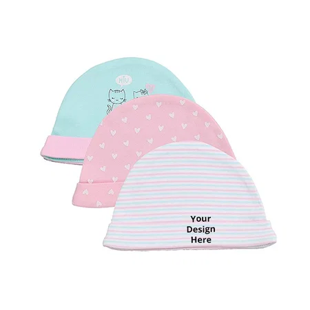 Multicolour Customized Pack of 3 Cool Caps for New Born Baby