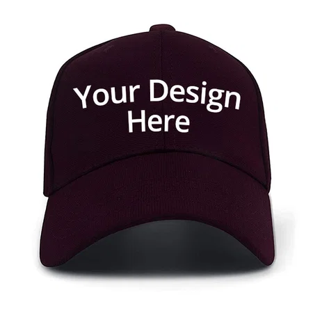 Wine Red Customized Solid Baseball Unisex Cap with Adjustable Buckle